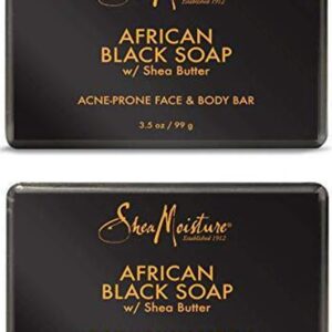Shea Moisture African Black Soap Bar, 3.5 Oz, Pack of 2 (0764302270003)