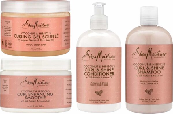 Shea Moisture Coconut & Hibiscus - Shampoo Conditioner Smoothie Soufflé - Set of 4 (1004768465346)