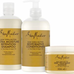 Shea Moisture Raw Shea Butter - Shampoo Conditioner & Haarmasker - Deep Treatment & Restorative - Set of 3 (0764302309093)