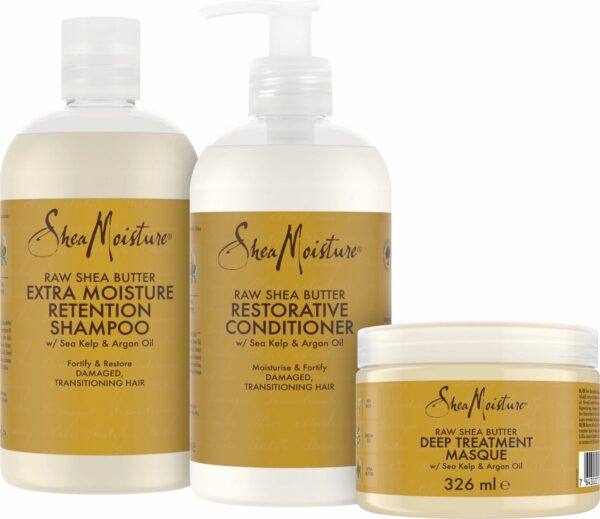 Shea Moisture Raw Shea Butter - Shampoo Conditioner & Haarmasker - Deep Treatment & Restorative - Set of 3 (0764302309093)